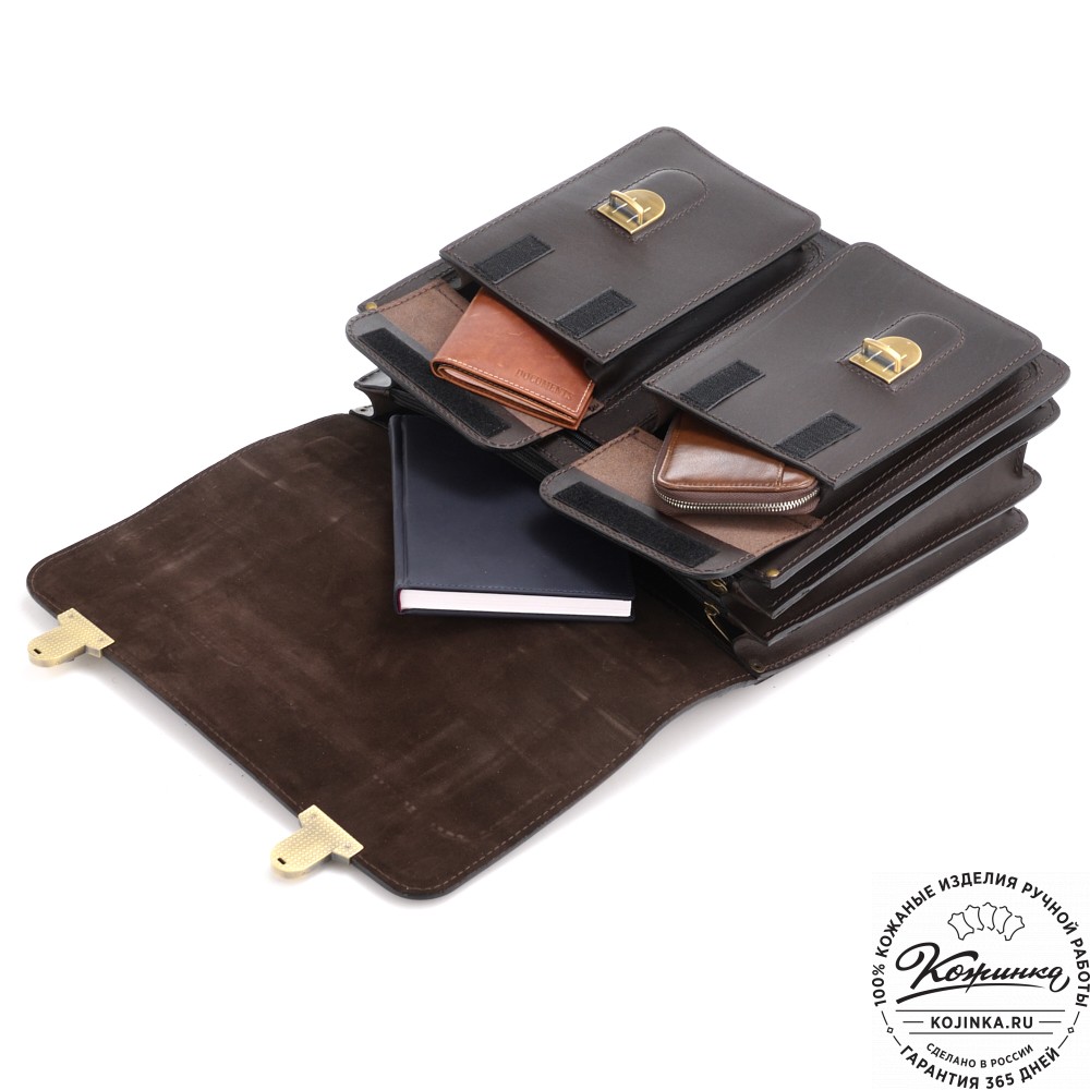 Мужской кожаный портфель "Престиж" (тёмно-коричневый)